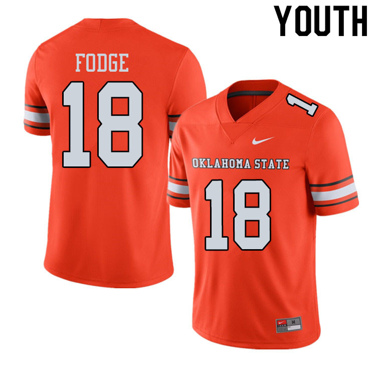 Youth #18 Matt Fodge Oklahoma State Cowboys College Football Jerseys Sale-Alternate Orange - Click Image to Close
